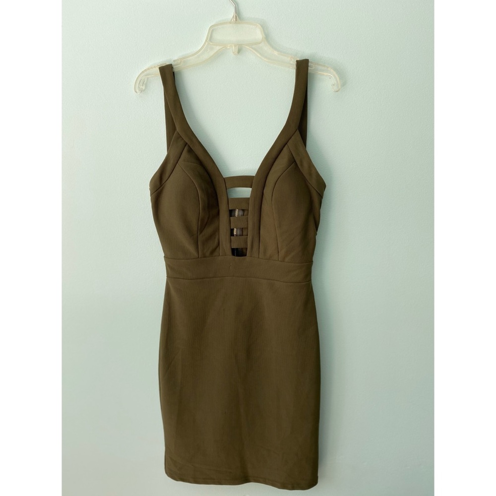 Green Mini Dress with Cutout Details
